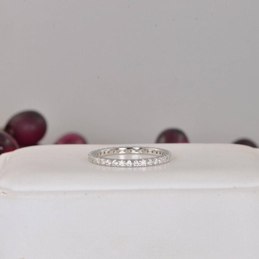 Authentic Genuine Moissanite Diamonds Full Eternity Ring Band - Picture 7 of 9